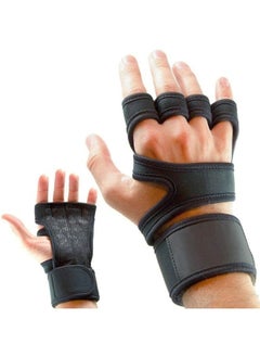 Halamine Gym Gloves For Hot Weather，Gym Gloves for Women,Ventilated Gym Gloves with Wrist Support and Weight Lifting Straps-Multi-Sport Training Gloves for Cycling, Weightlifting (Black)  - Image 1