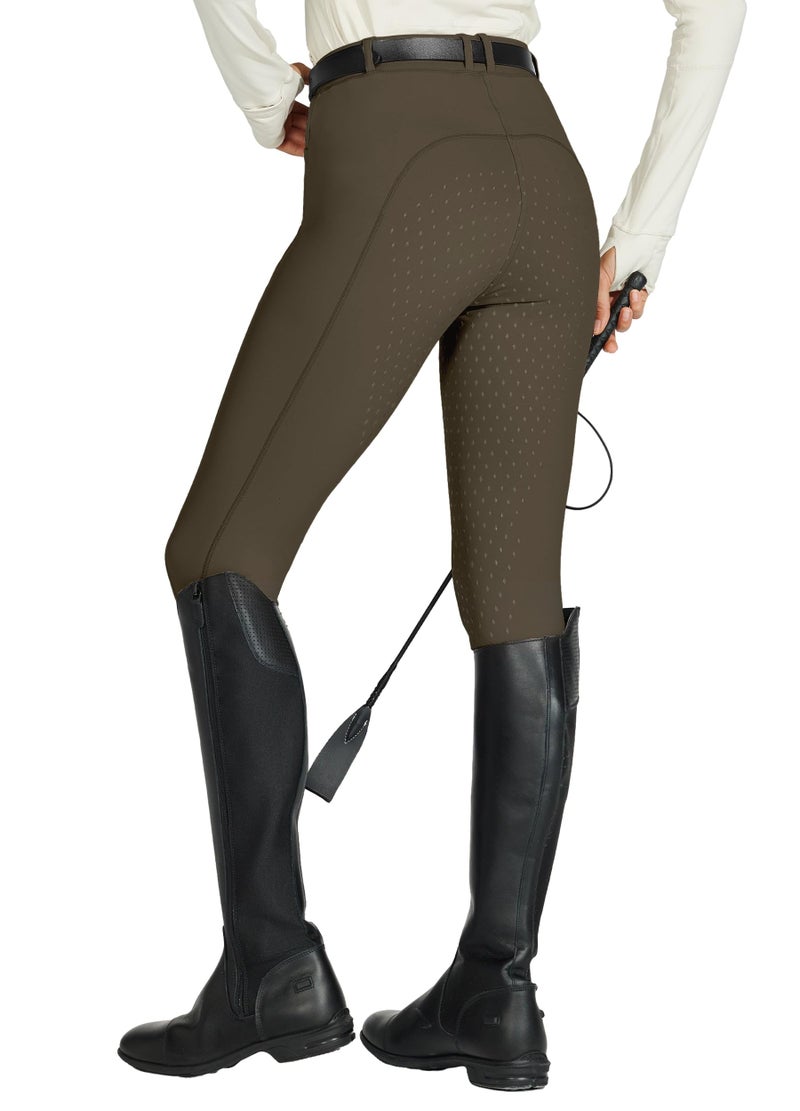 Willit Women's Horse Riding Pants Full Seat Silicone Equestrian Breeches Horseback Schooling Tights Zipper Pockets Brown XS - Image 5