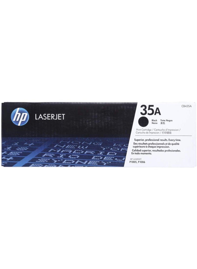 HP Toner HP 35A Black Original Laser Toner Cartridge | CB435A | Compatible with HP LaserJet P1005 & P1006 Printers | High Quality Sharp Black Prints - Image 1