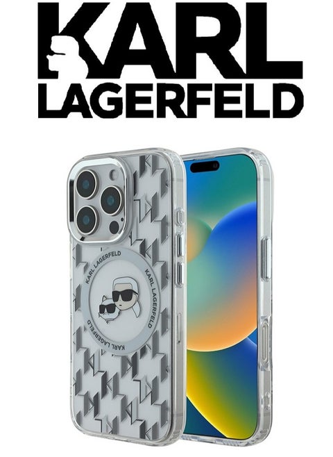 iPhone 16 Pro Max Case, supports wireless charging MagSafe, transparent with original logo and design approved by the global brand (KARL LAGERFELD). From CG Mobile