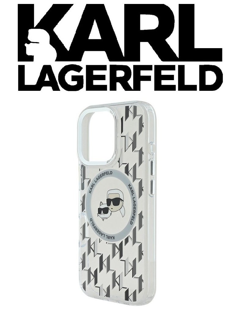 iPhone 16 Pro Max Case, supports wireless charging MagSafe, transparent with original logo and design approved by the global brand (KARL LAGERFELD). From CG Mobile