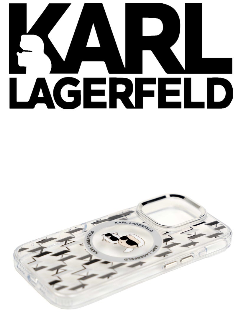 iPhone 16 Pro Max Case, supports wireless charging MagSafe, transparent with original logo and design approved by the global brand (KARL LAGERFELD). From CG Mobile