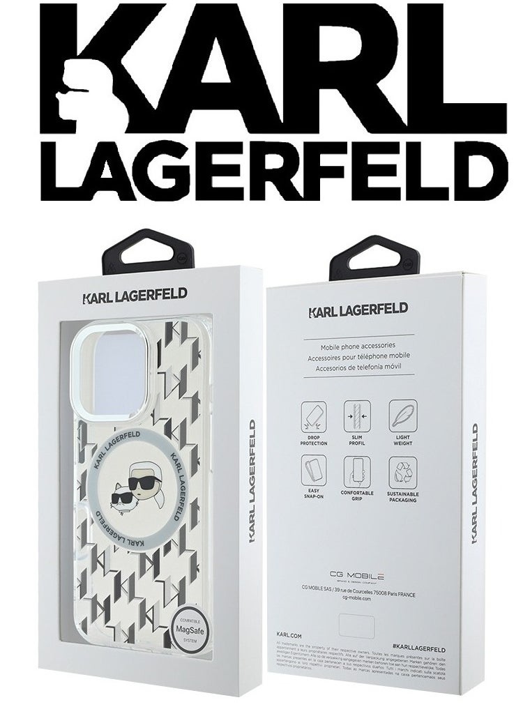 iPhone 16 Pro Max Case, supports wireless charging MagSafe, transparent with original logo and design approved by the global brand (KARL LAGERFELD). From CG Mobile