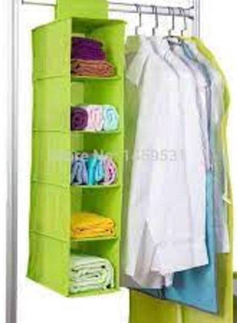 5-shelf closet organizer made of strong, high-quality materials (green)