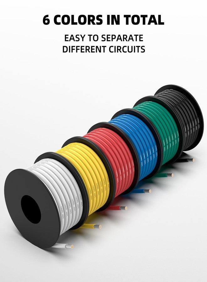 NAOEVO Cable de calibre 12 de 60 pies, 12 AWG Cable de silicona de 10 pies cada carrete, cable eléctrico de cobre estañado flexible de 6 colores, calibre 12, kit de cables de conexión para tablero de - Image 4
