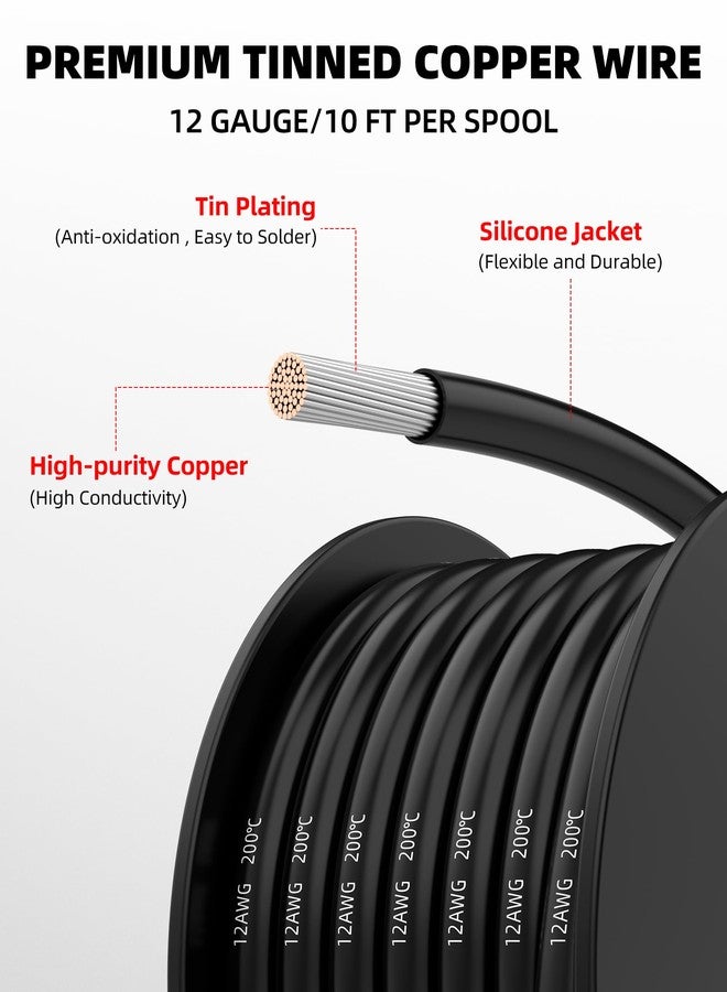 NAOEVO Cable de calibre 12 de 60 pies, 12 AWG Cable de silicona de 10 pies cada carrete, cable eléctrico de cobre estañado flexible de 6 colores, calibre 12, kit de cables de conexión para tablero de - Image 2