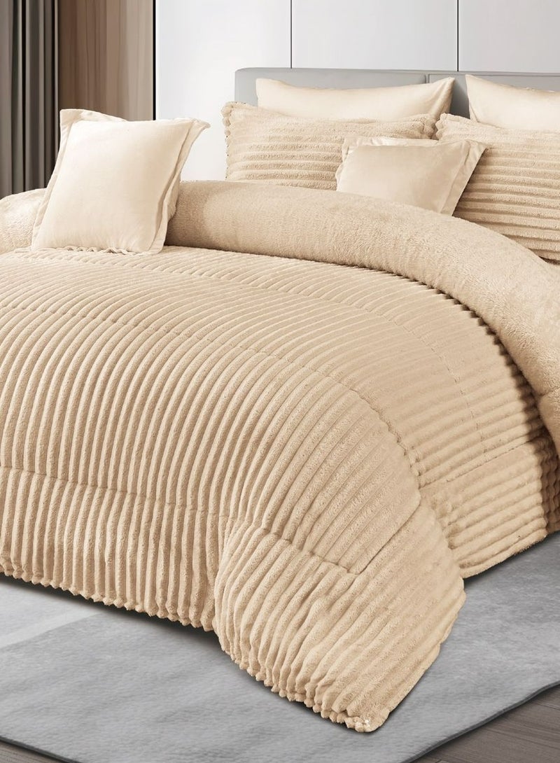 Ming Li Winter double bedspread with geometric design made of soft fur, consisting of 8 pieces (1 bedspread + 1 fitted sheet + 4 pillowcases + 2 square pillowcases). Bedspread size: 230X250 cm - Image 4