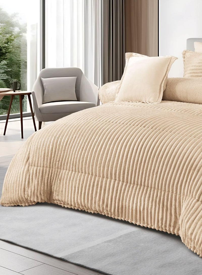 Ming Li Winter double bedspread with geometric design made of soft fur, consisting of 8 pieces (1 bedspread + 1 fitted sheet + 4 pillowcases + 2 square pillowcases). Bedspread size: 230X250 cm - Image 3