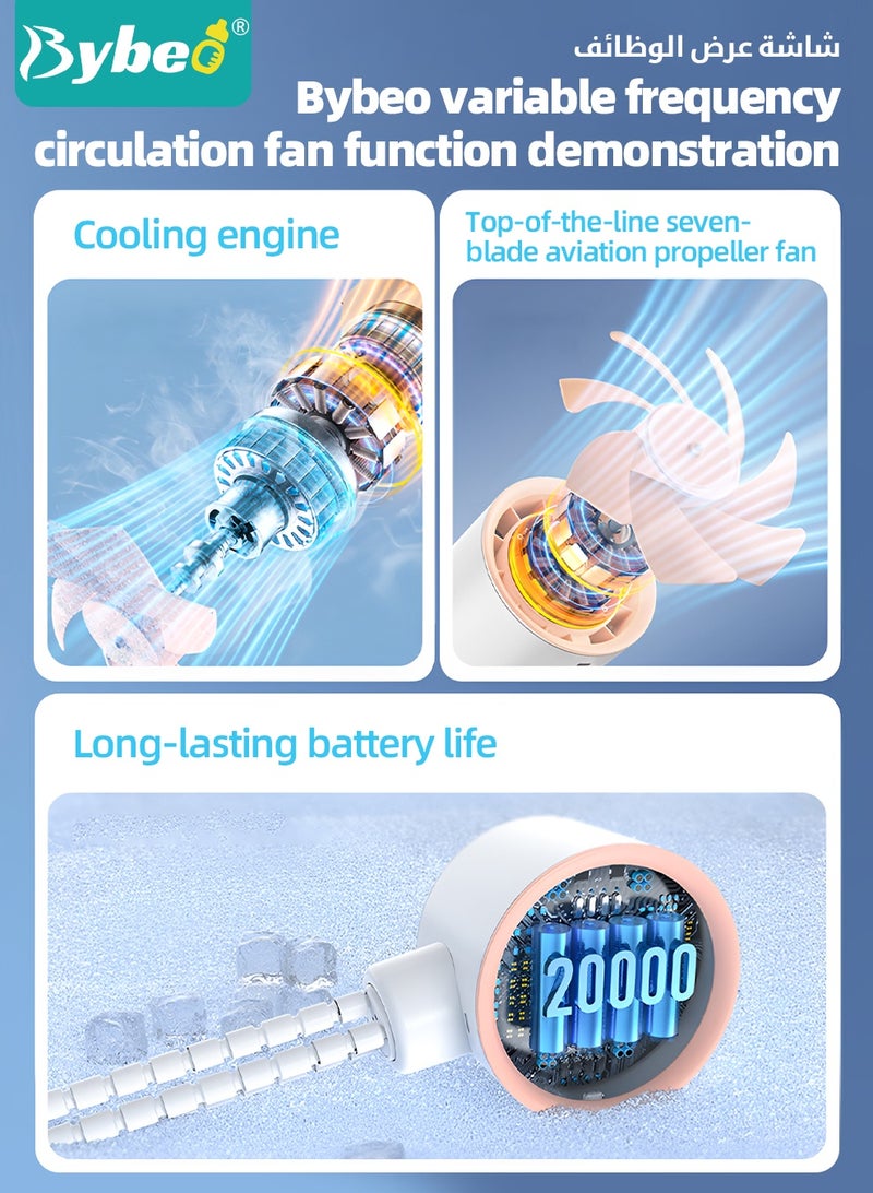 بيبو مروحة أطفال قابلة للتثبيت، مروحة محمولة للأطفال، 100 خيار سرعة قابلة لإعادة الشحن عبر USB، مروحة صغيرة هادئة بزاوية دوران 120°، مناسبة للمقعد المتنقل، المكتب، التخييم، يدوية أو معلقّة. - Image 3
