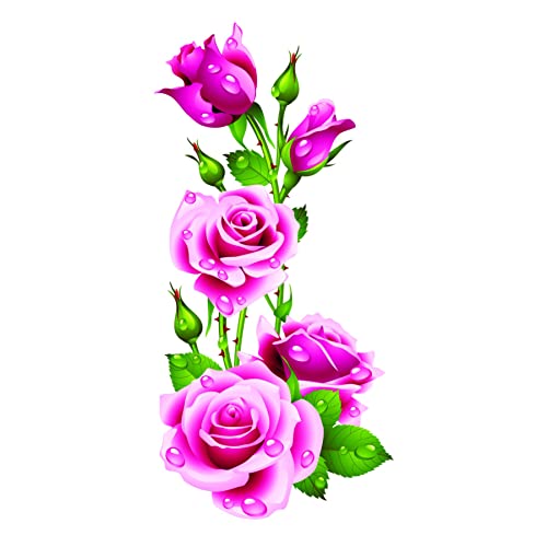 Sticker Yard Pink Rose Flower Vinyl Wall Sticker for Living Room/Bedroom/Office and All Decorative Wall Stickers 40X76 CM-Self-Adhesive - Image 2