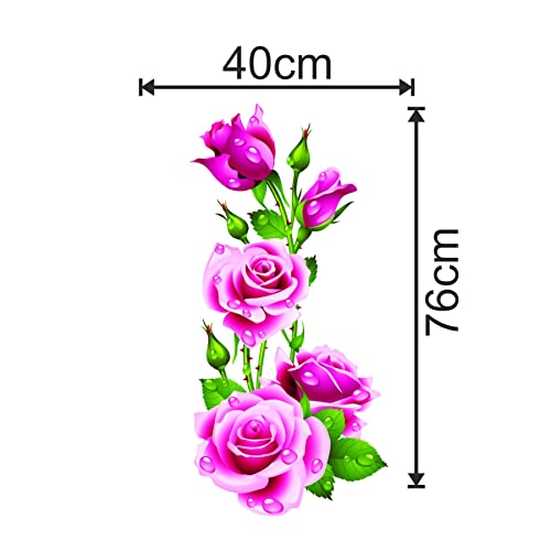 Sticker Yard Pink Rose Flower Vinyl Wall Sticker for Living Room/Bedroom/Office and All Decorative Wall Stickers 40X76 CM-Self-Adhesive - Image 4