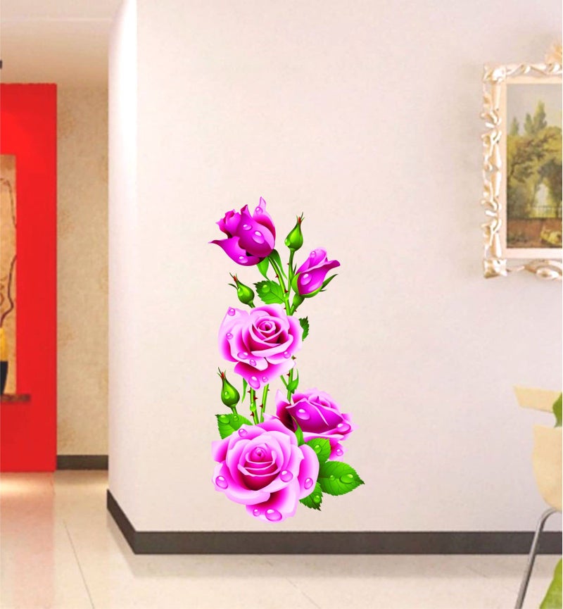 Sticker Yard Pink Rose Flower Vinyl Wall Sticker for Living Room/Bedroom/Office and All Decorative Wall Stickers 40X76 CM-Self-Adhesive - Image 3