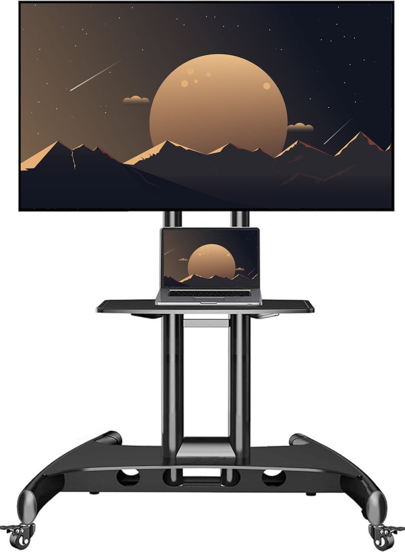NB ERGONOMIC Mobile TV Stand with Wheels for 32" - 75" Inch LCD LED OLED Plasma Flat Panel Screens up to 45.5kgs / 100lbs, VESA 600x400mm, Portable TV Stand with Height Adjustment, Black | AVA1500-60-1  - Image 1