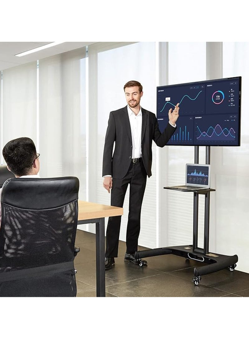NB ERGONOMIC Mobile TV Stand with Wheels for 32" - 75" Inch LCD LED OLED Plasma Flat Panel Screens up to 45.5kgs / 100lbs, VESA 600x400mm, Portable TV Stand with Height Adjustment, Black | AVA1500-60-1  - Image 2