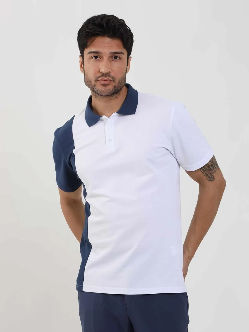 Dufy White Men's Slim Fit Patterned Polo Neck Tshirt - 105269