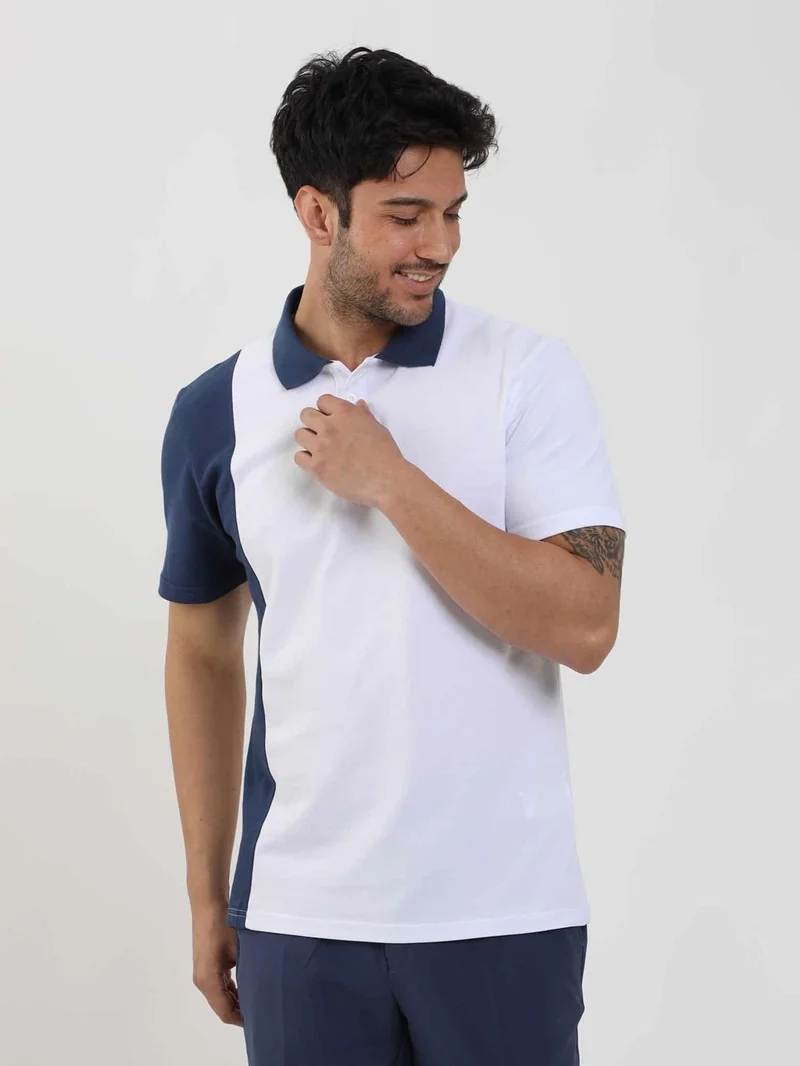 Dufy White Men's Slim Fit Patterned Polo Neck Tshirt - 105269
