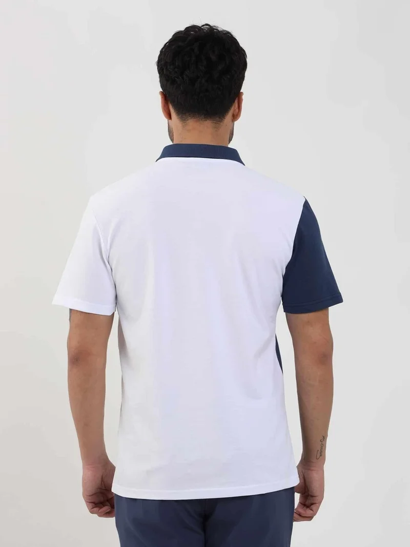 Dufy White Men's Slim Fit Patterned Polo Neck Tshirt - 105269