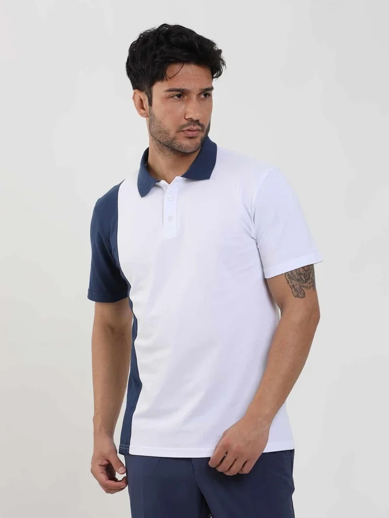 Dufy White Men's Slim Fit Patterned Polo Neck Tshirt - 105269