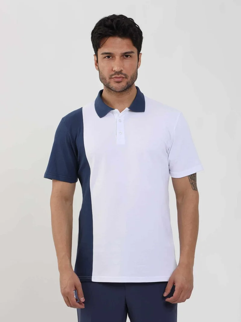 Dufy White Men's Slim Fit Patterned Polo Neck Tshirt - 105269