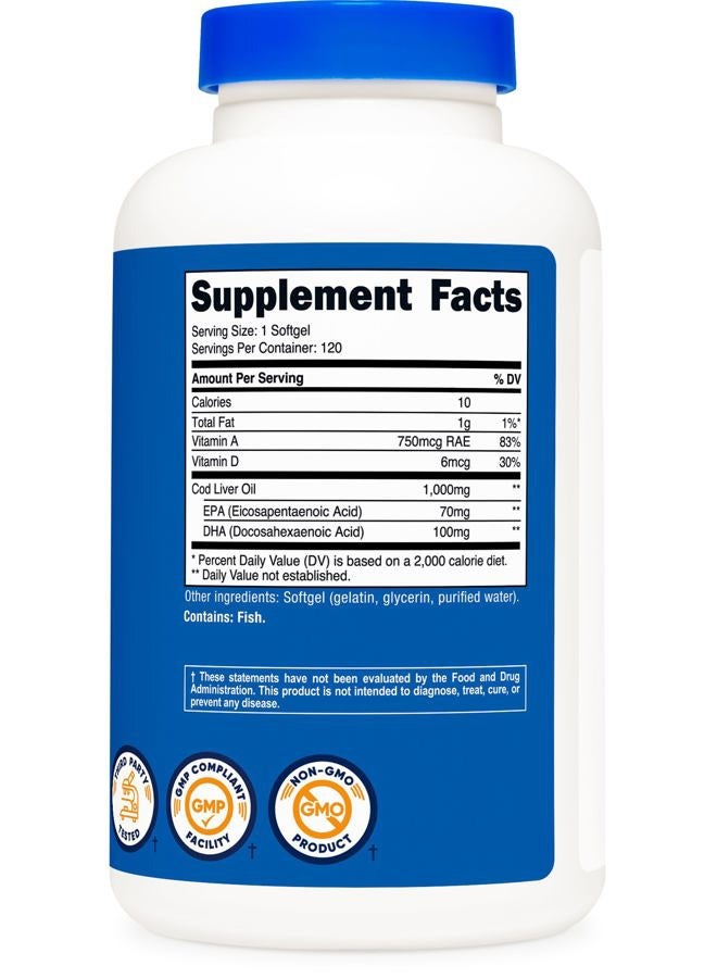 Nutricost Cod Liver Oil 1000mg, 120 Softgels - Non-GMO & Gluten Free - Image 5