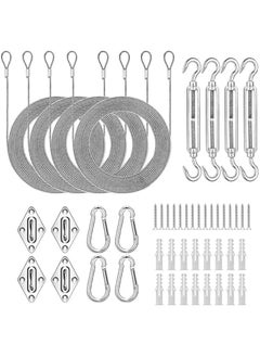 HOOKOR Durku 50pcs Shade Sail Hardware Kit, Sun Shade Hardware Kit with 304 Stainless Steel Wire Rope for Rectangle/Triangle Sun Shade Sails, Stainless Steel Accessories for for Garden Outdoors  - Image 1