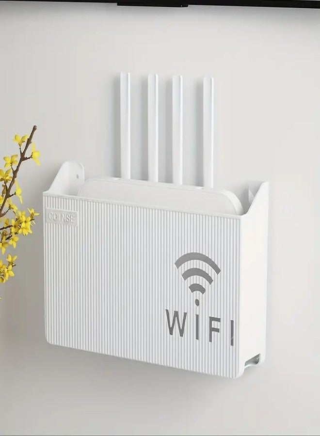 KANISYA Self-Adhesive WiFi Storage Box | Wall Mount WiFi Router Holder Case | Universal Wall Shelf for Modem, Set-Top Box, Remote, Power Strip – Cable Management & Space Saving - Image 1