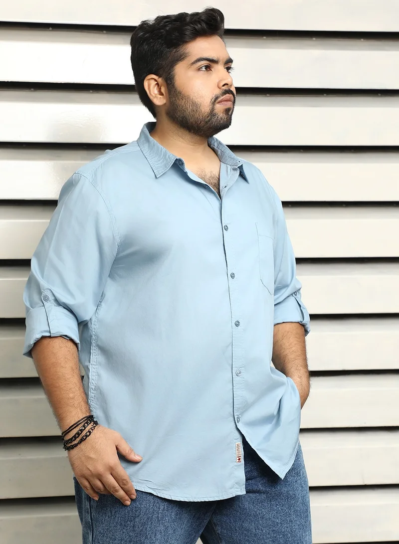 HIGH STAR Regular Fit Dusty Blue Casual Shirt for Men