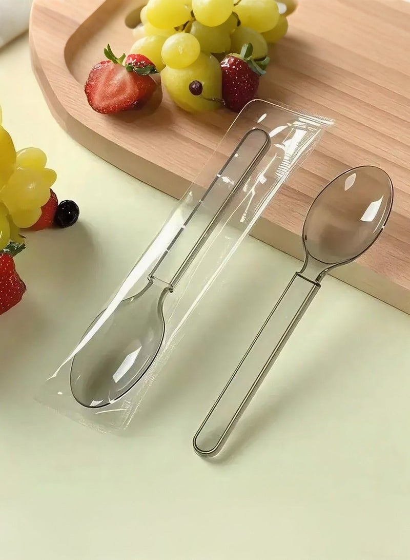 100 قطعة من الملاعق البلاستيكية القابلة للتصرف ، خالية من BPA ، مقاومة للحرارة ، صلبة ودائمة ملاعق القابلة للتصرف الثقيلة ، ملاعق بلاستيكية ممتازة القابلة للتصرف لإمدادات الحزب 13.5 * 3 سم - Image 1