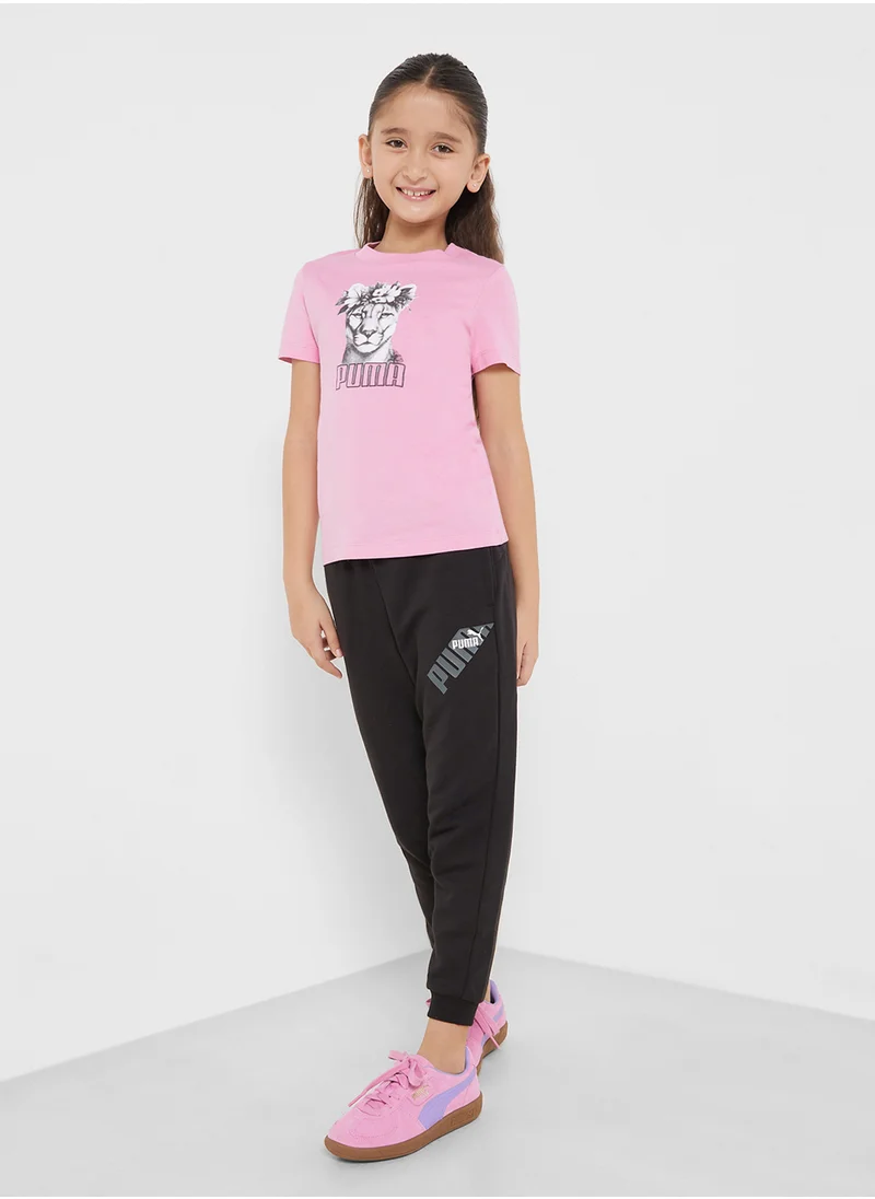 PUMA Youth Graphic Flower Crown Cat T-Shirt
