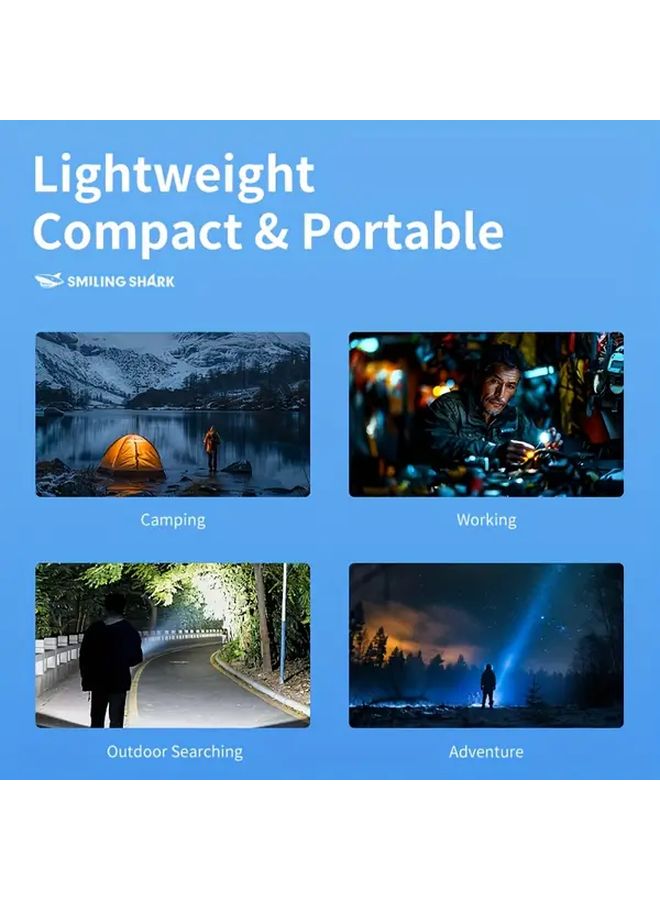SD 0712A Smiling Shark USB C Rechargeable Flashlight Power Bank Super Bright LED Torch - Image 3