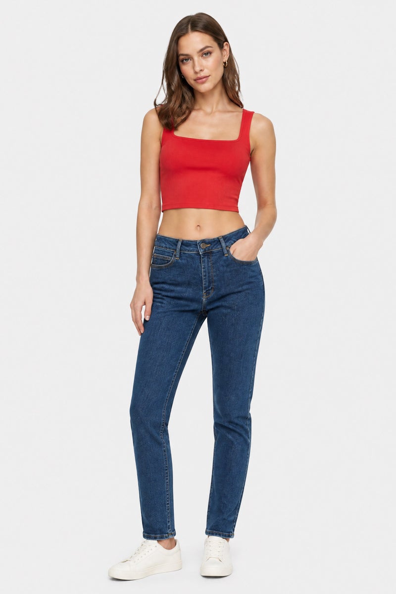 LEE Women Skinny Fit High Waist Washed Denim Jeans, Navy - Image 5