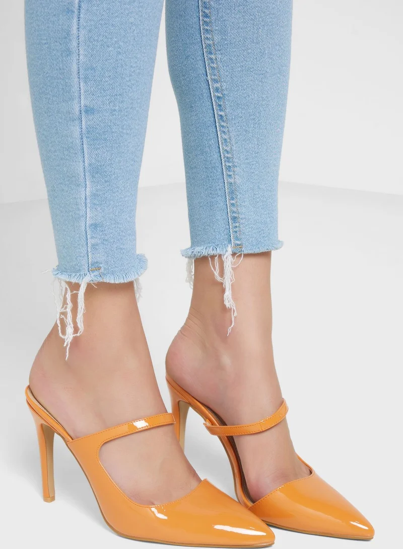 Ginger Strap Patent Pump
