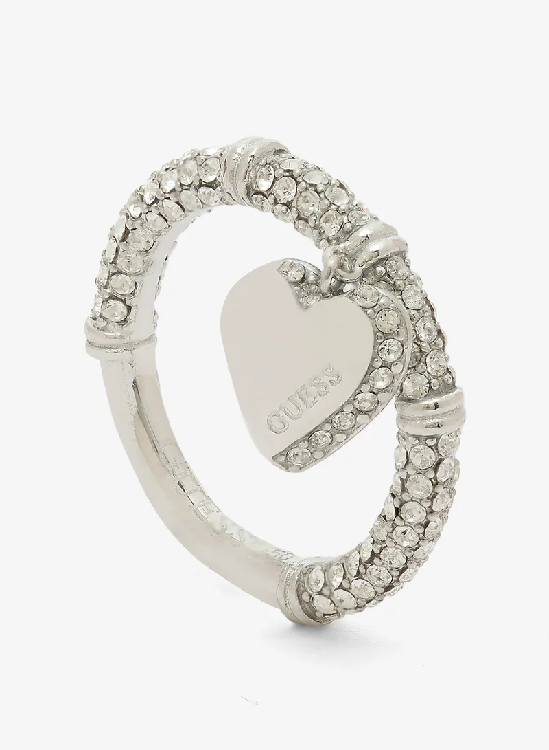 GUESS Heart Charm Pave Ring