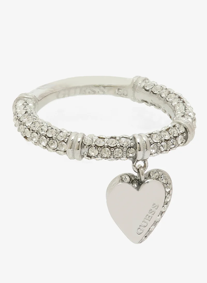 GUESS Heart Charm Pave Ring
