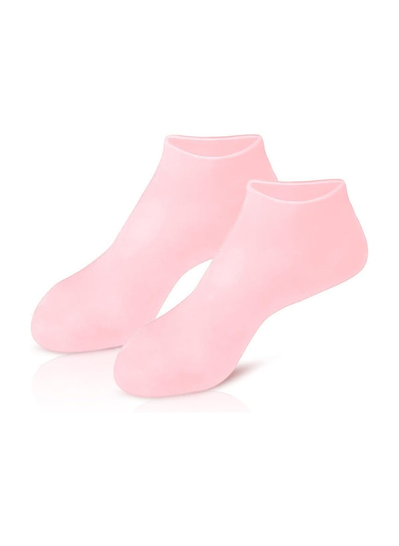 Generic Moisturizing Silicone Socks, Women Silicone Pedicure Socks Women Pedicure Socks Dry Feet Care Anti-Slip for Cracked Heels Smooth Rough Skin Pink  - Image 1
