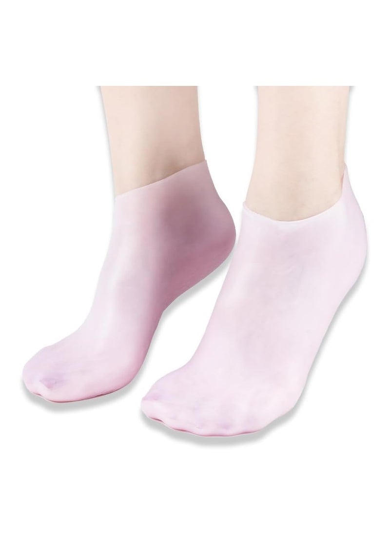 Generic Moisturizing Silicone Socks, Women Silicone Pedicure Socks Women Pedicure Socks Dry Feet Care Anti-Slip for Cracked Heels Smooth Rough Skin Pink  - Image 2