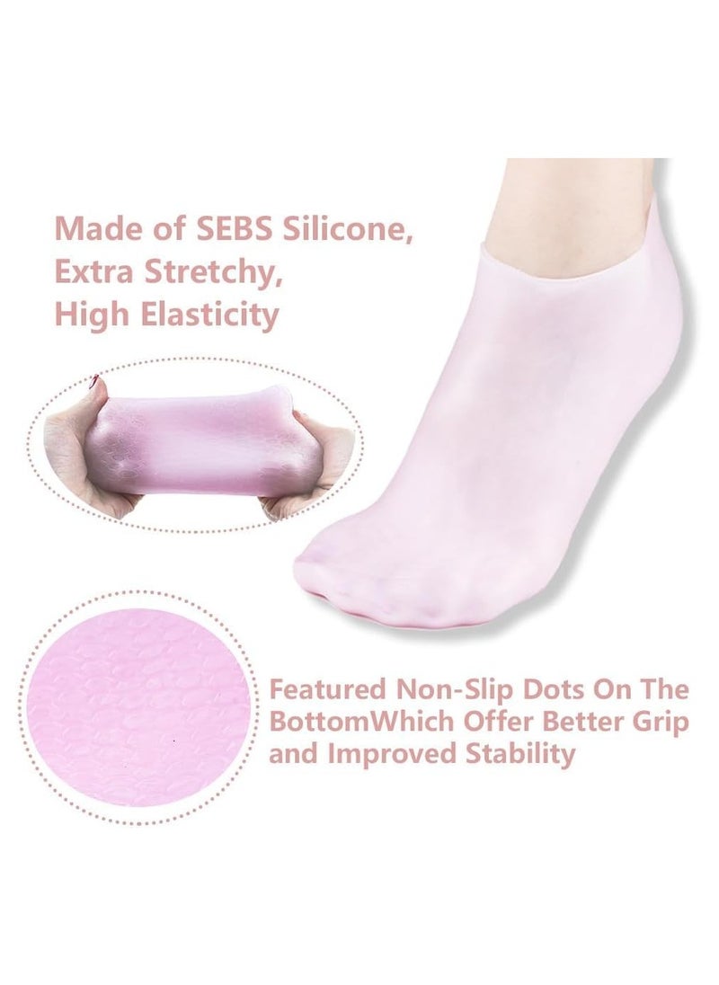 Generic Moisturizing Silicone Socks, Women Silicone Pedicure Socks Women Pedicure Socks Dry Feet Care Anti-Slip for Cracked Heels Smooth Rough Skin Pink  - Image 5