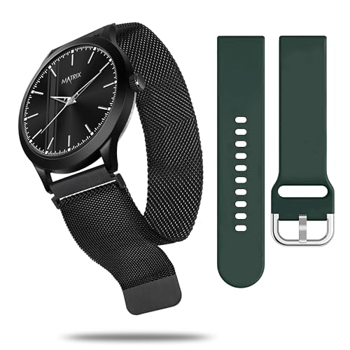 Matrix Swap Analog Black Dial Watch With Interchangeable Straps For Men & Boys (Black Chain & Teal, 22 Mm, 22 Mm) - Image 1