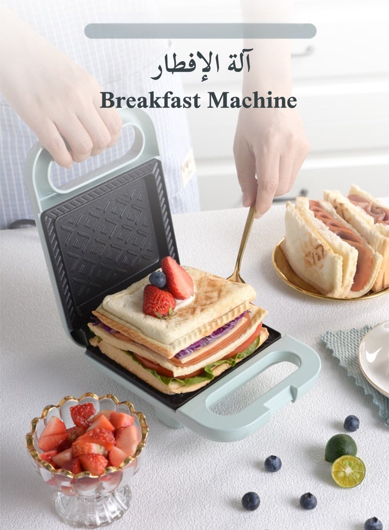 Non-Stick Sandwich Grill, Sandwich Maker With Handle Locking System Equipped With Non-Stick Coating, Overheat Protection 650W Arabic Bread Maker Easy Use And Cleaning White - Image 2