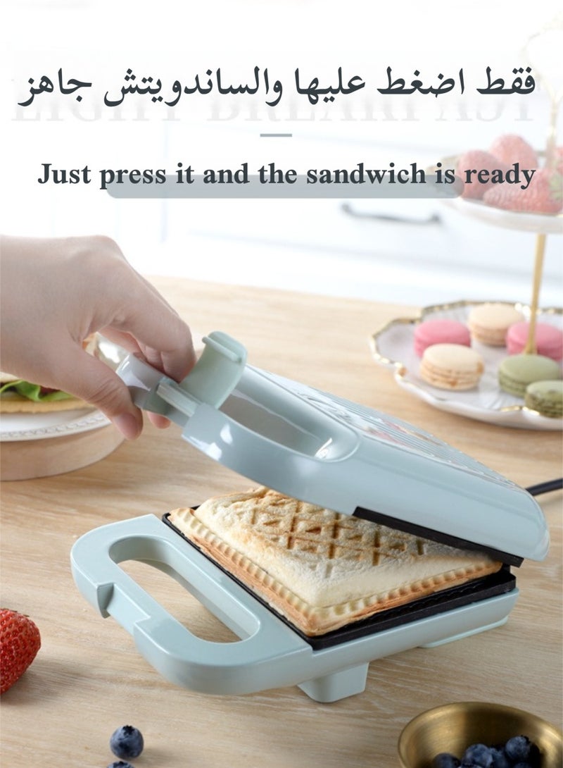 Non-Stick Sandwich Grill, Sandwich Maker With Handle Locking System Equipped With Non-Stick Coating, Overheat Protection 650W Arabic Bread Maker Easy Use And Cleaning White - Image 5