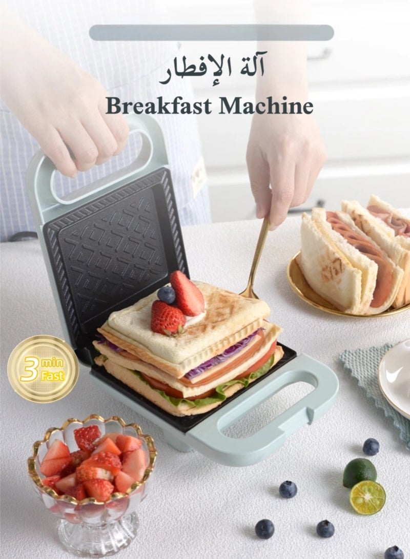 Non-Stick Sandwich Grill, Sandwich Maker With Handle Locking System Equipped With Non-Stick Coating, Overheat Protection 650W Arabic Bread Maker Easy Use And Cleaning White - Image 2