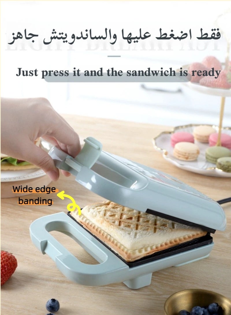 Non-Stick Sandwich Grill, Sandwich Maker With Handle Locking System Equipped With Non-Stick Coating, Overheat Protection 650W Arabic Bread Maker Easy Use And Cleaning White - Image 5