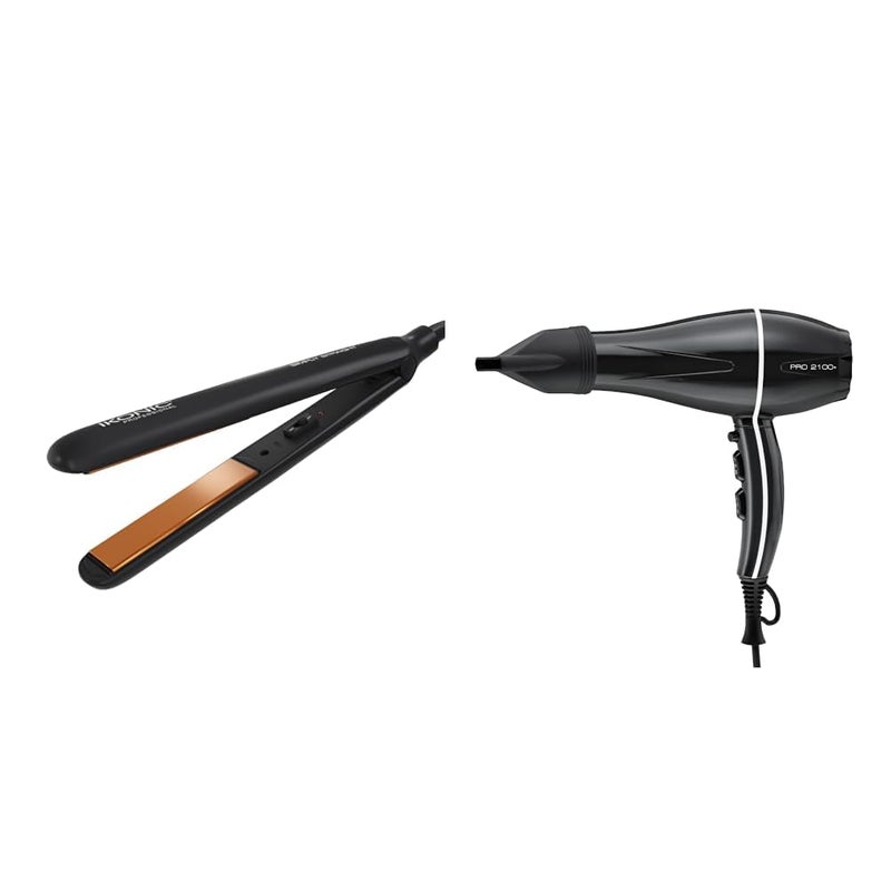 Ikonic Pro Hair Combo, Pair Your Daily Styling Tool With 2100+ Hair Dryer & Simply Straight Hair Straightener For Salon Like Look - Multicolor - Image 1