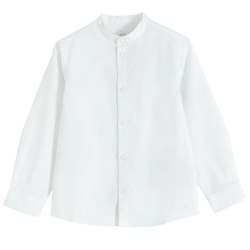 كول كلوب قميص قطن أبيض بأكمام طويلة