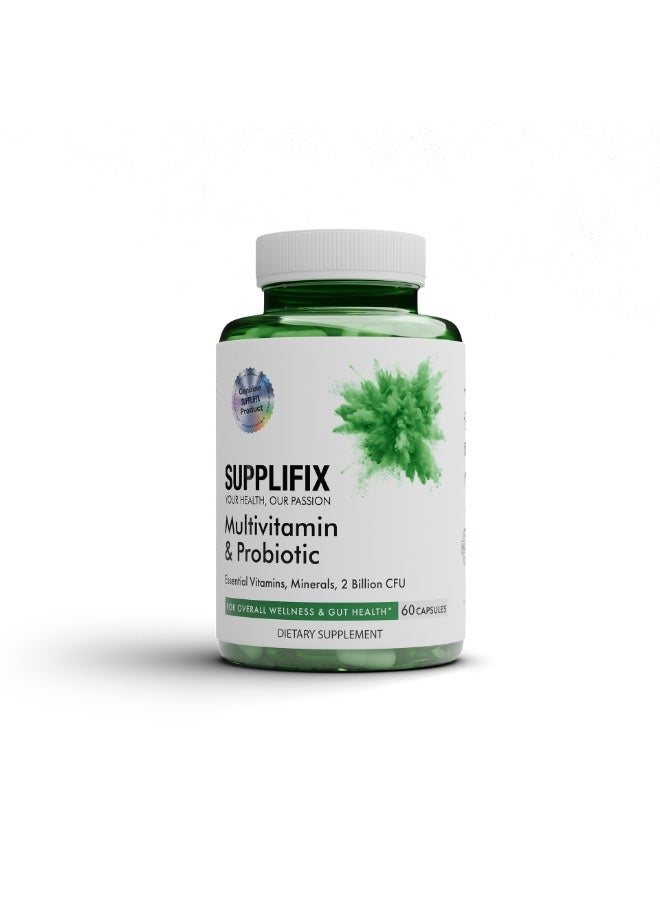 Supplifix Multivitamin & Probiotic Capsules for Daily Wellness, Gut Health, Immune Support & Energy, 60 Capsules - Image 1