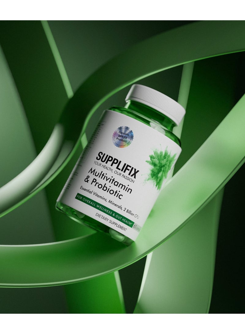Supplifix Multivitamin & Probiotic Capsules for Daily Wellness, Gut Health, Immune Support & Energy, 60 Capsules - Image 4