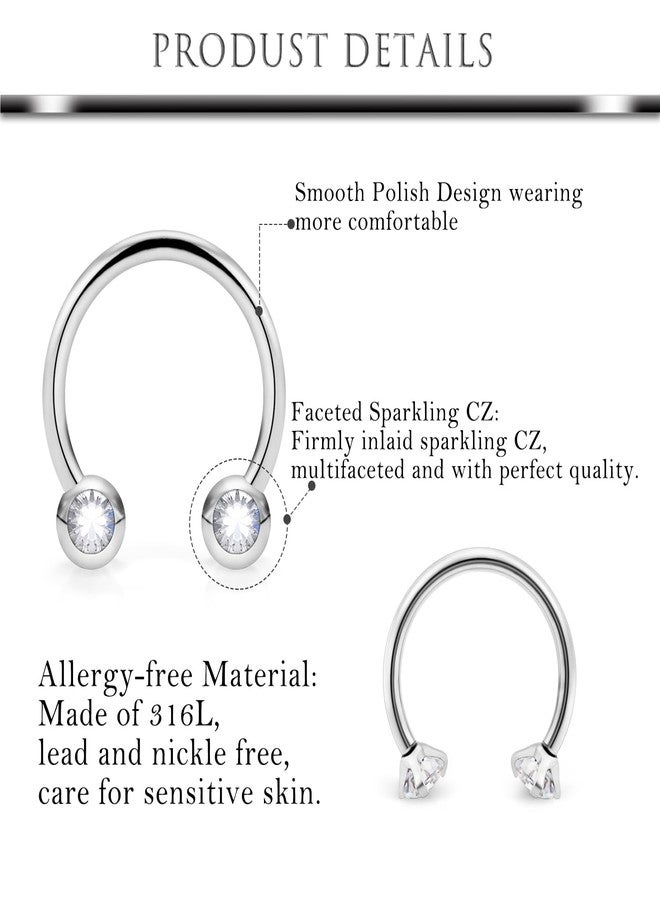 Hoeudjo Smiley Piercing Jewelry Surgical Steel Septum Rings 16g Septum Nose Rings for Women Horseshoe Nose Ring with Cubic Zirconia Heart Butterfly Inner Diameter 10mm (3/8") - Image 4