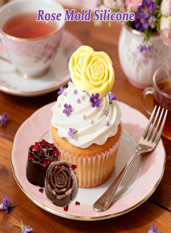 BAISDY 3PCS Flower Molds Silicone, Rose Chocolate Candles Silicone Mold - Image 4