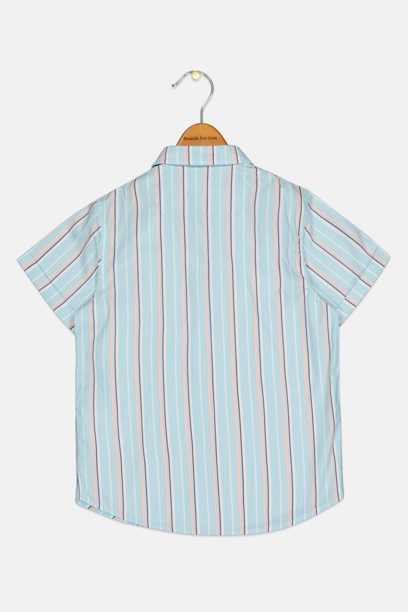 JACK & JONES Kids Boy Stripe Short Sleeve Casual Shirt, Multicolor - Image 3