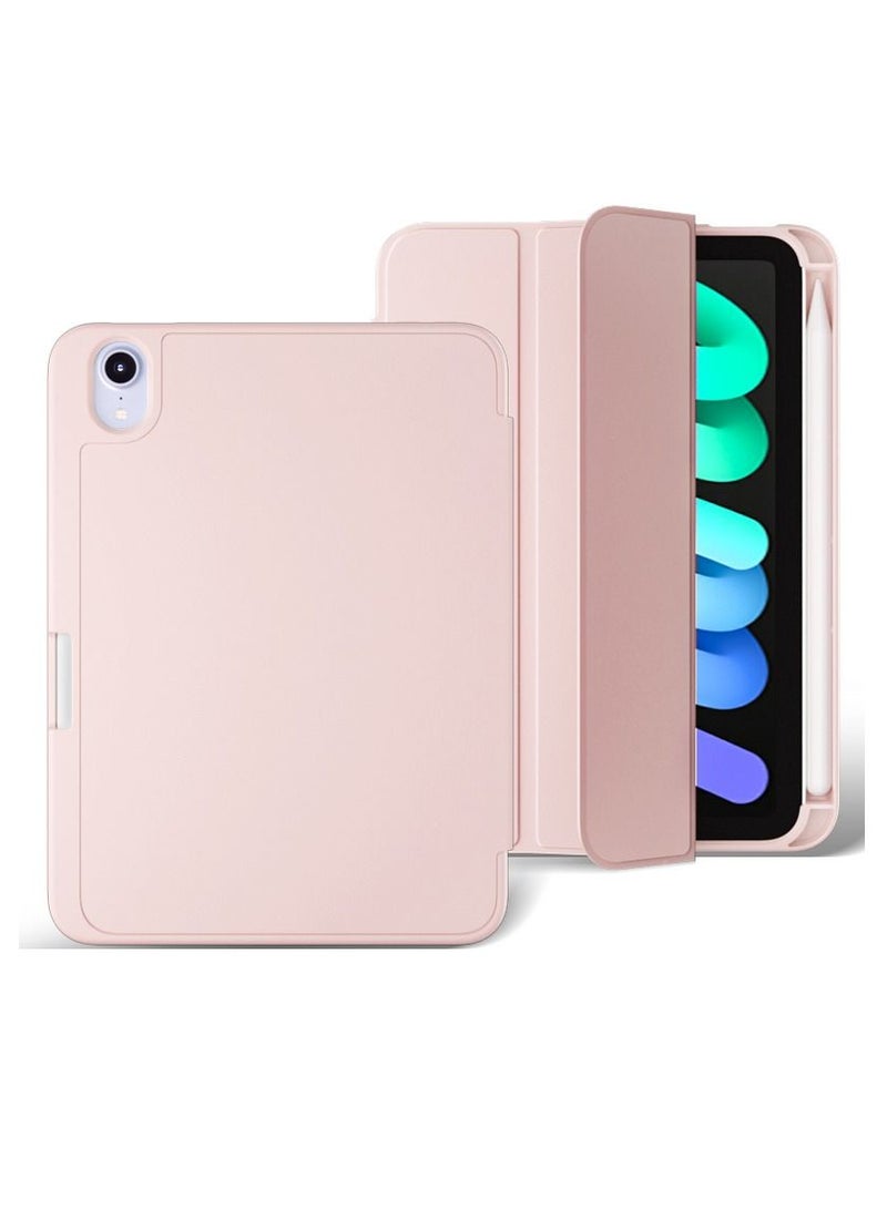 سرير - القط جراب قابل للطي لجهاز آيباد ميني 6 مع حامل أقلام لون زهري - Image 1